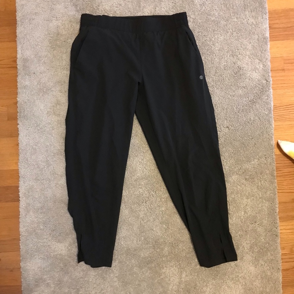 Apana Black Track Pants with Elastic Waistband and Tapered Fit